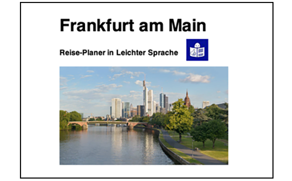 Ausschnitt von der Titelseite vom Reiseplaner Frankfurt. Ein Foto von den Frankfurter Hochhäusern vorne drauf.